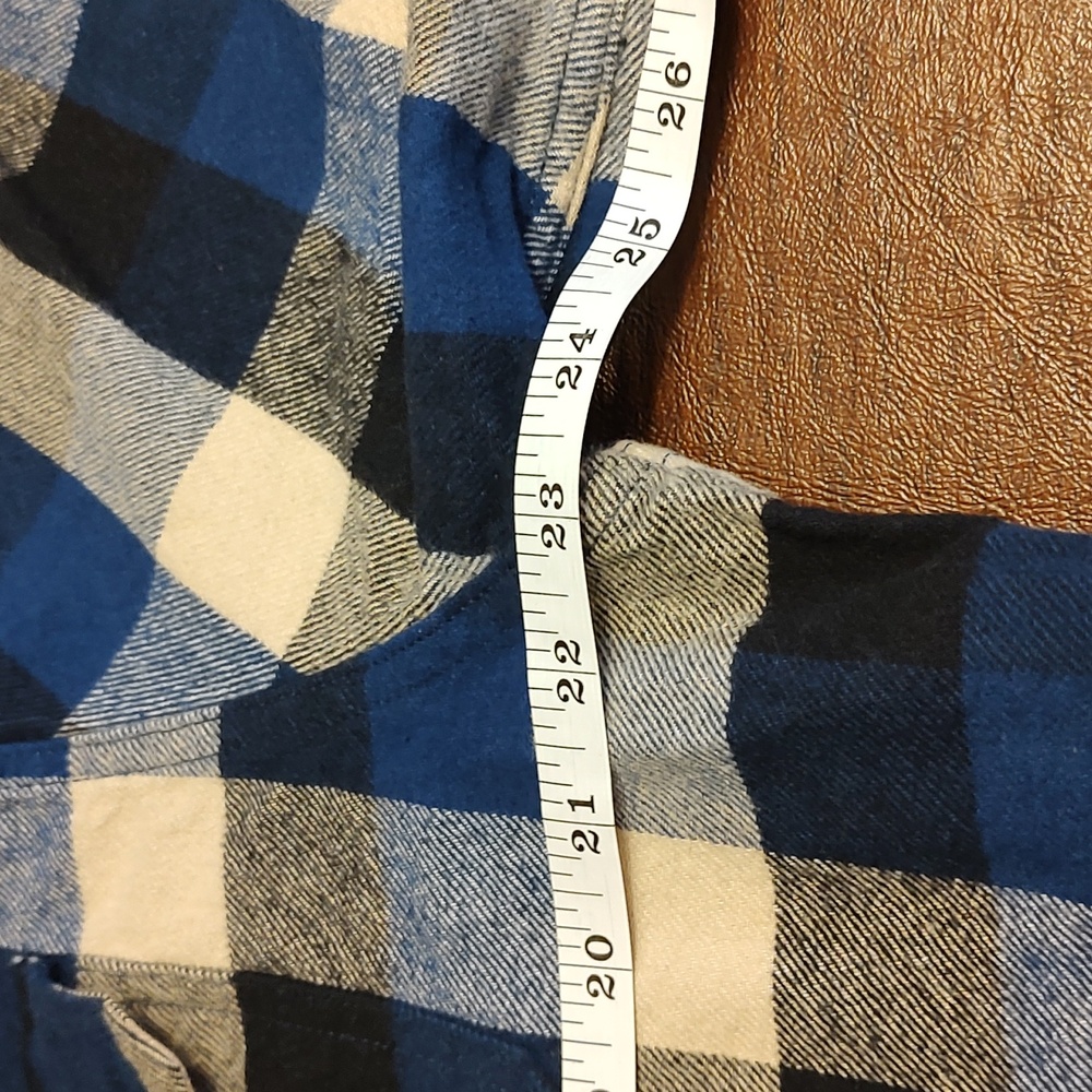 Plaid Flannel Shirt Jacket VTG JACHS 00s Blue Buffalo Shadow Plaid - Large - Picture 8 of 9